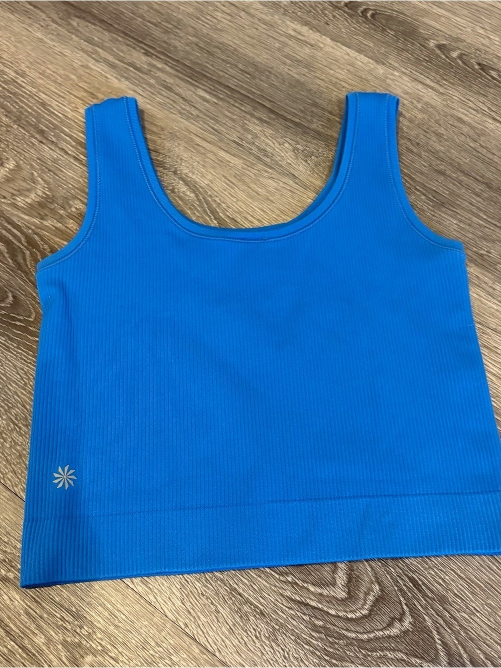 Athleta Bright Blue Cropped Ribbed Compression Tank Size S - Picture 2 of 4